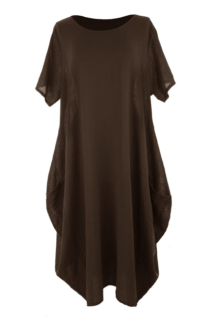 2 Pocket Cotton Tulip Midi Dress