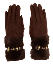 Load image into Gallery viewer, Faux Fur Buckle Detail Cashmere Gloves
