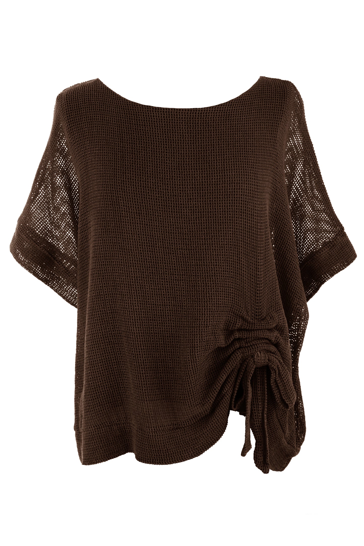 Tie Ruched Detail Mesh Top