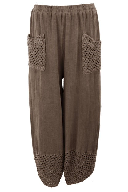2 Crochet Pocket Barrel Leg Teabag Trouser