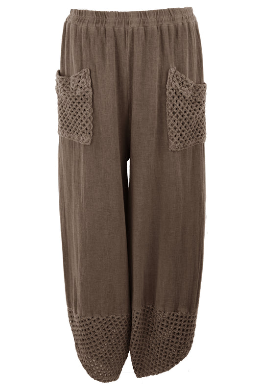 2 Crochet Pocket Barrel Leg Teabag Trouser