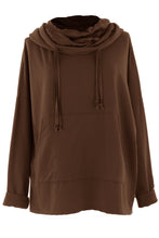 Load image into Gallery viewer, Satin Lined Cowl Neck Hooded Sweatshirt
