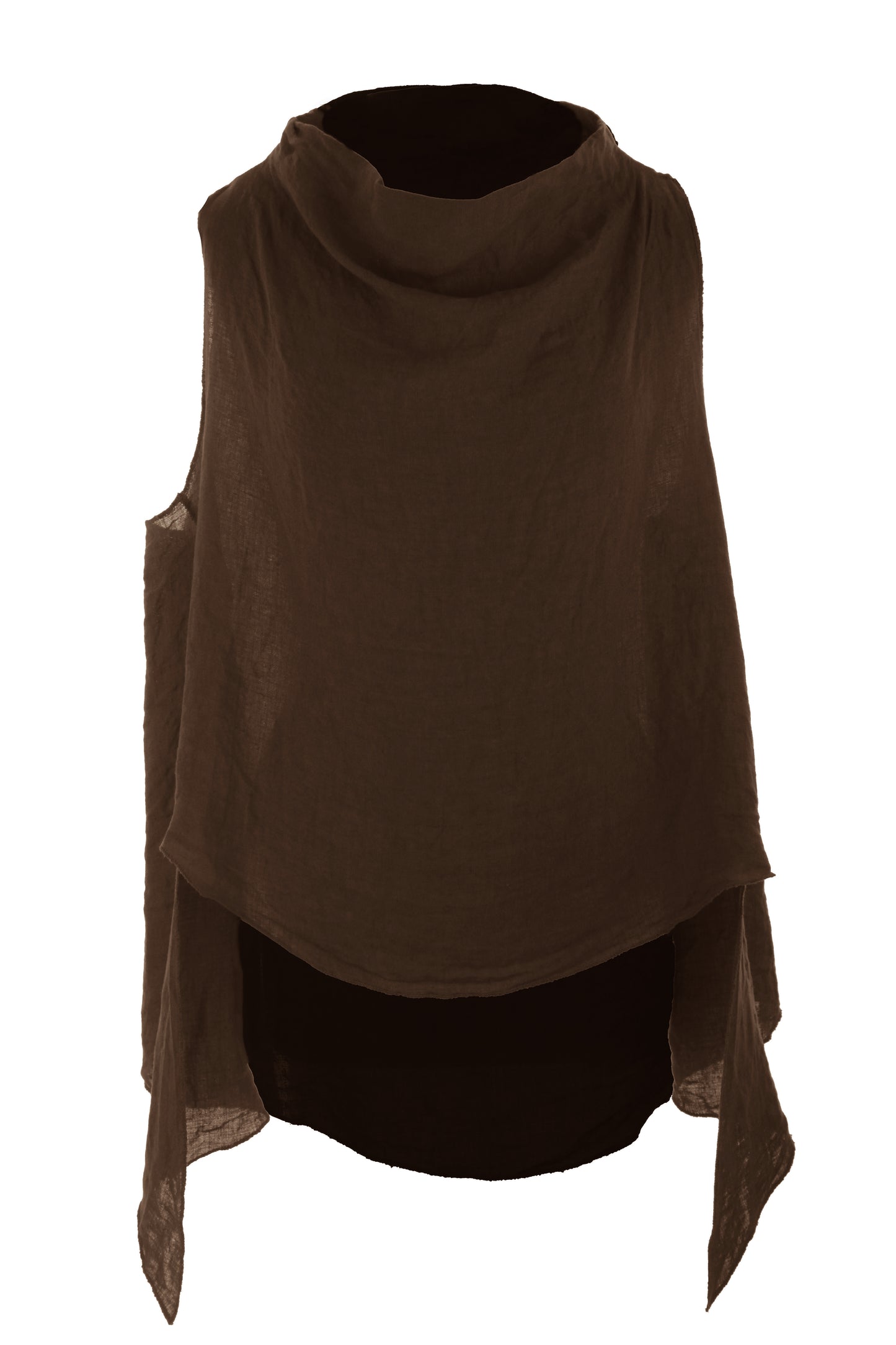 Sleeveless Cowl Neck Linen Top