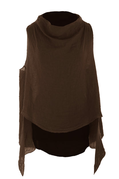 Sleeveless Cowl Neck Linen Top