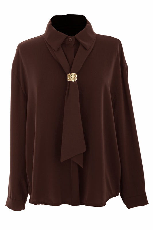 3 Piece Broach Scarf Shirt