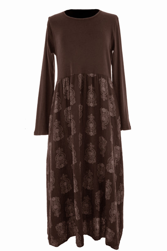 2 Pocket Mandala Print Midi Dress