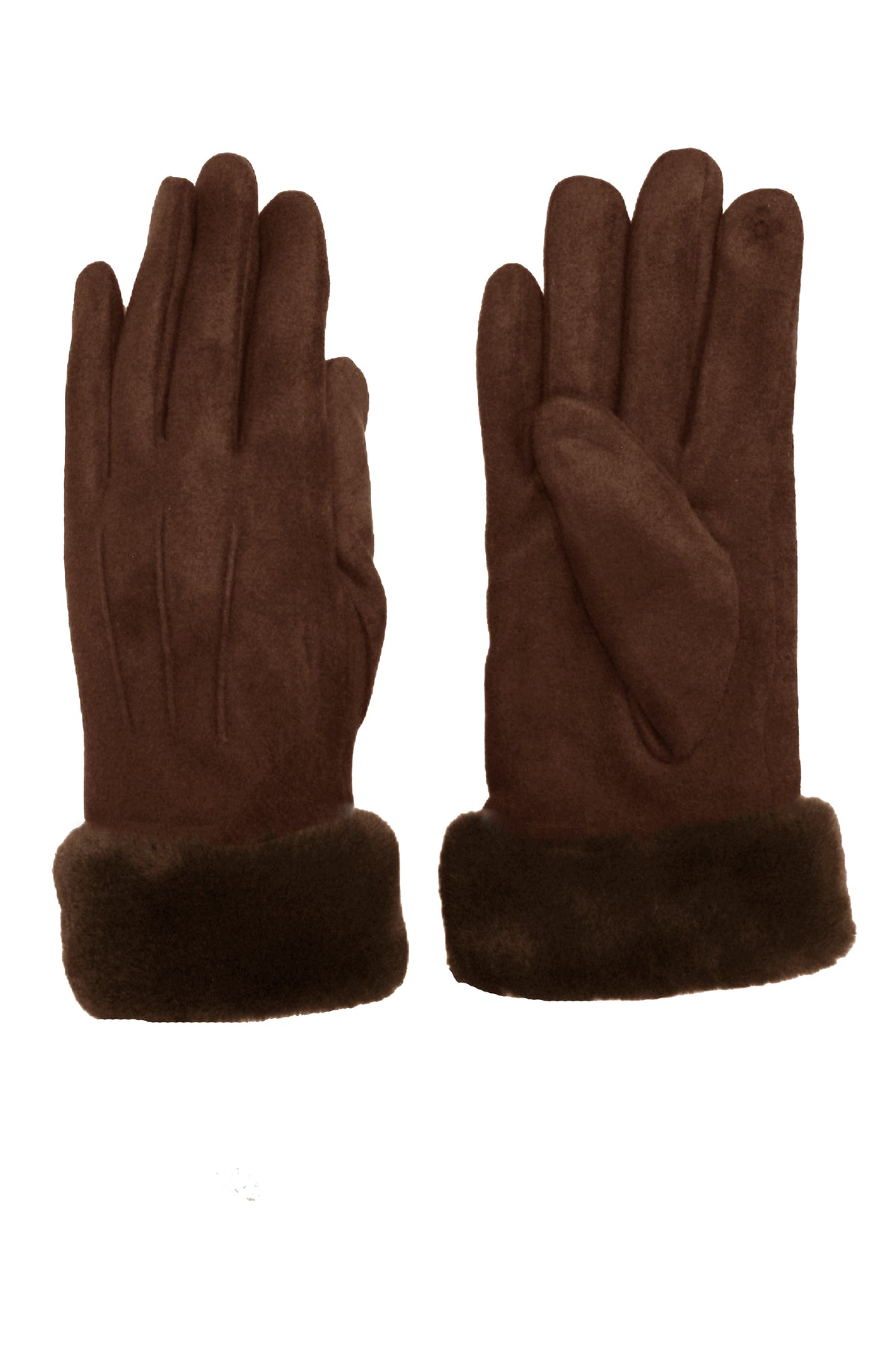Stitch Detail Faux Fur Cuffs Gloves