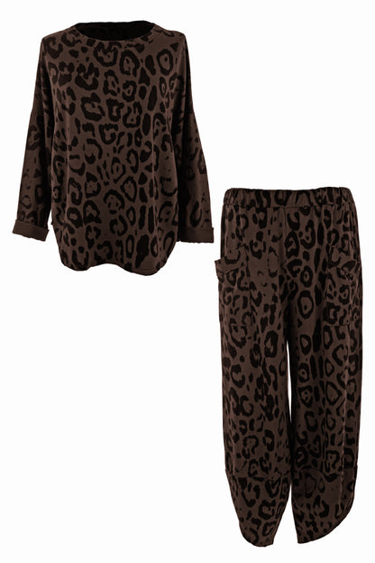Leopard Print Sweatshirt Jogger Set