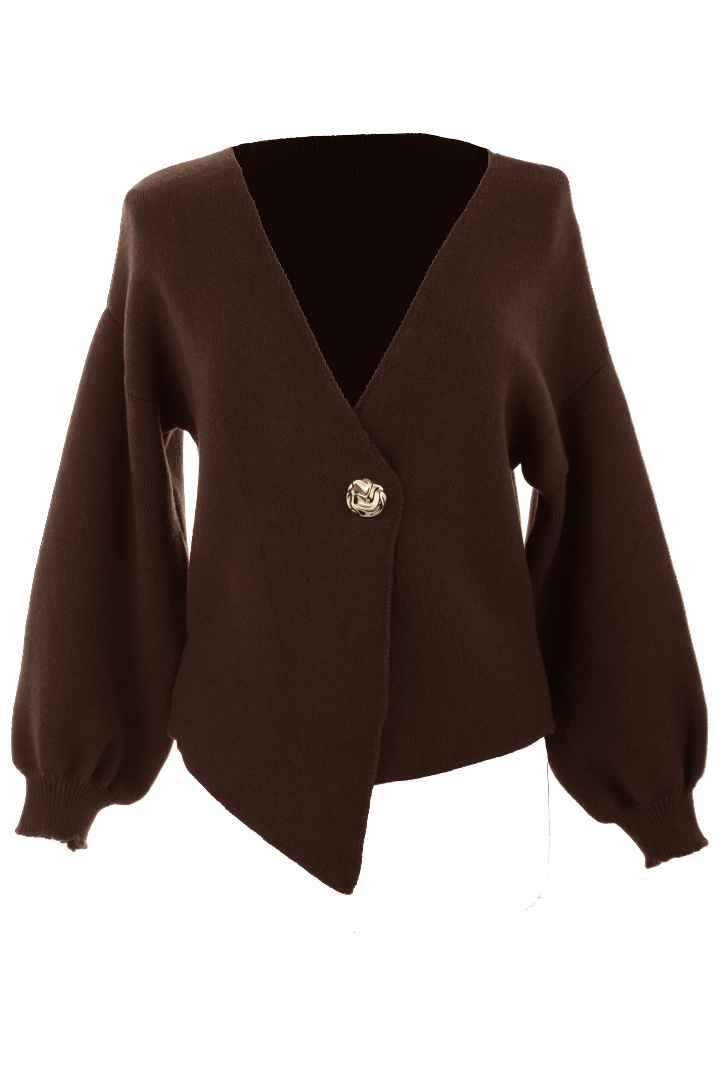 V Neck One Button Knit Cardigan