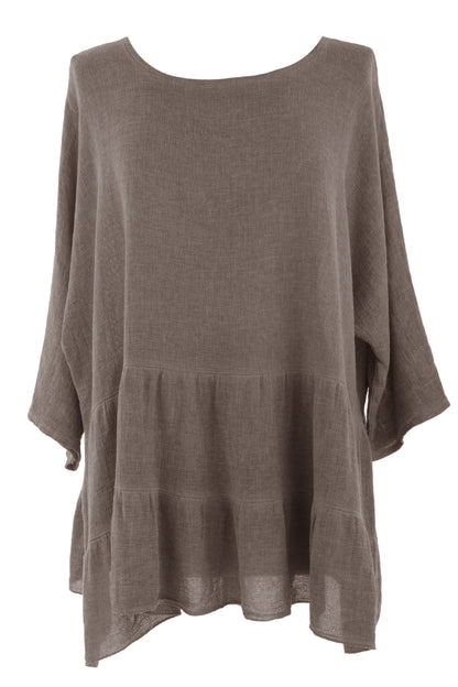 Tiered Hopsack Linen Top