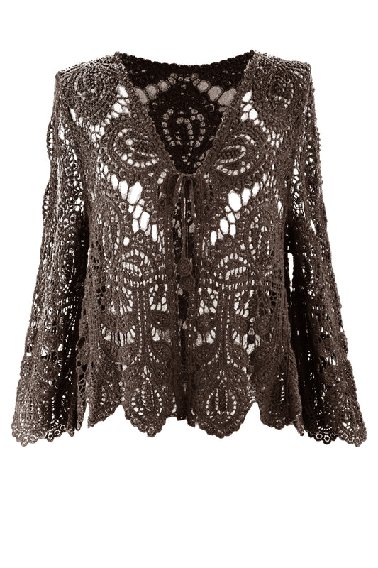Tie Front Crochet Cardigan