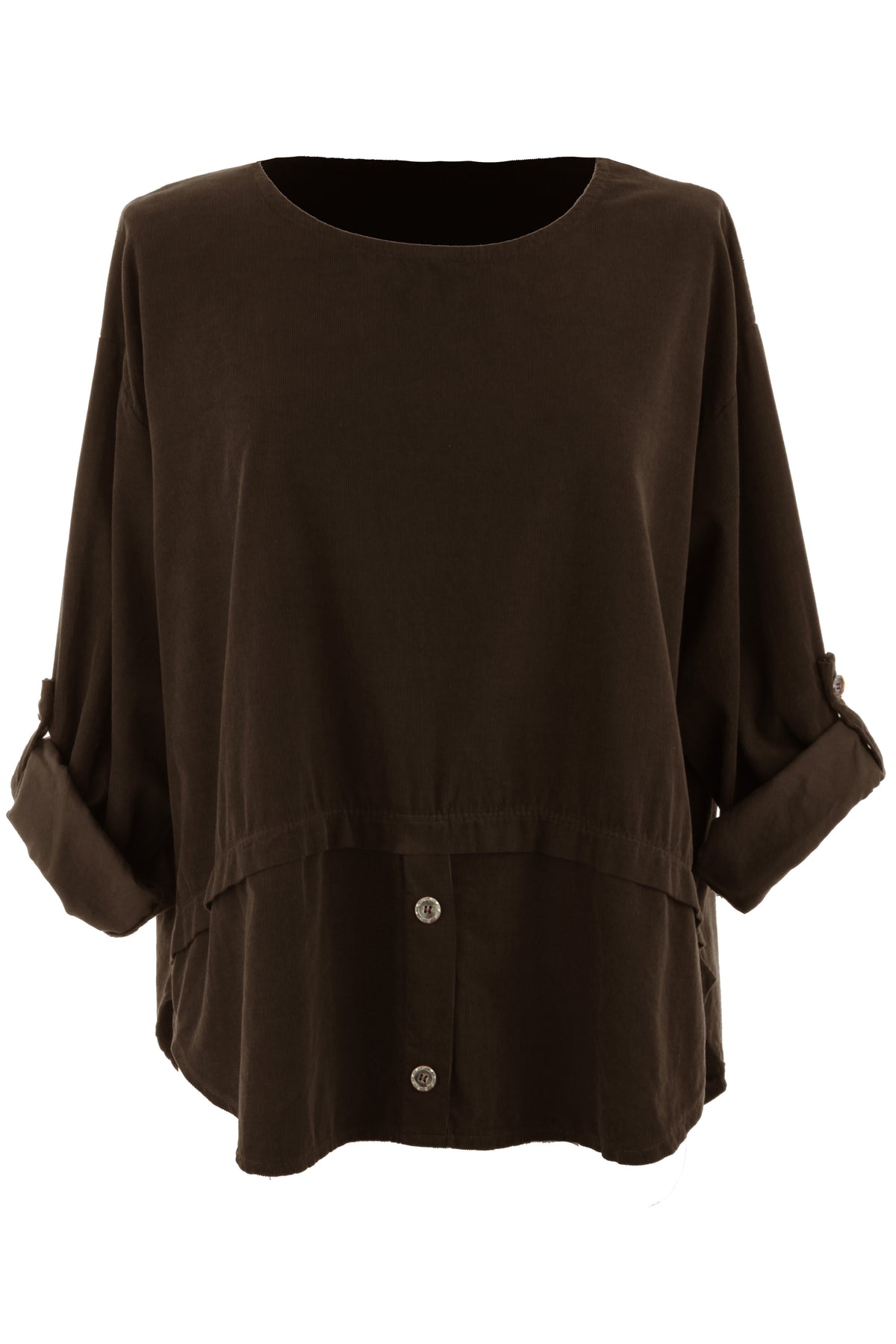 Button Detail Layer Corduroy Top