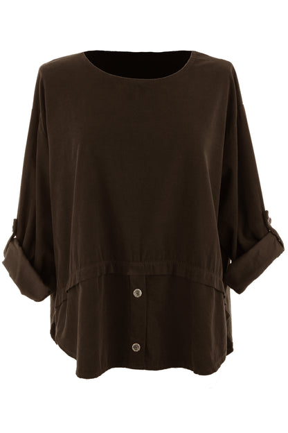 Button Detail Layer Corduroy Top
