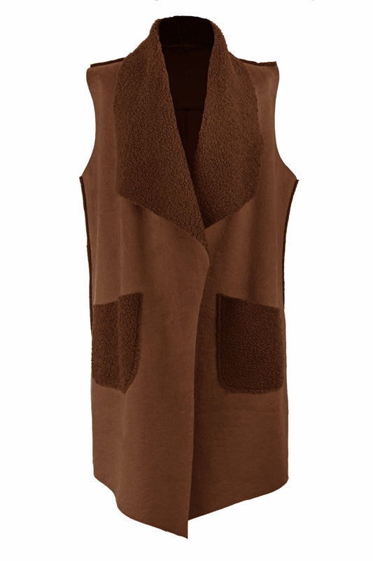 Waterfall Faux Suede Gilet