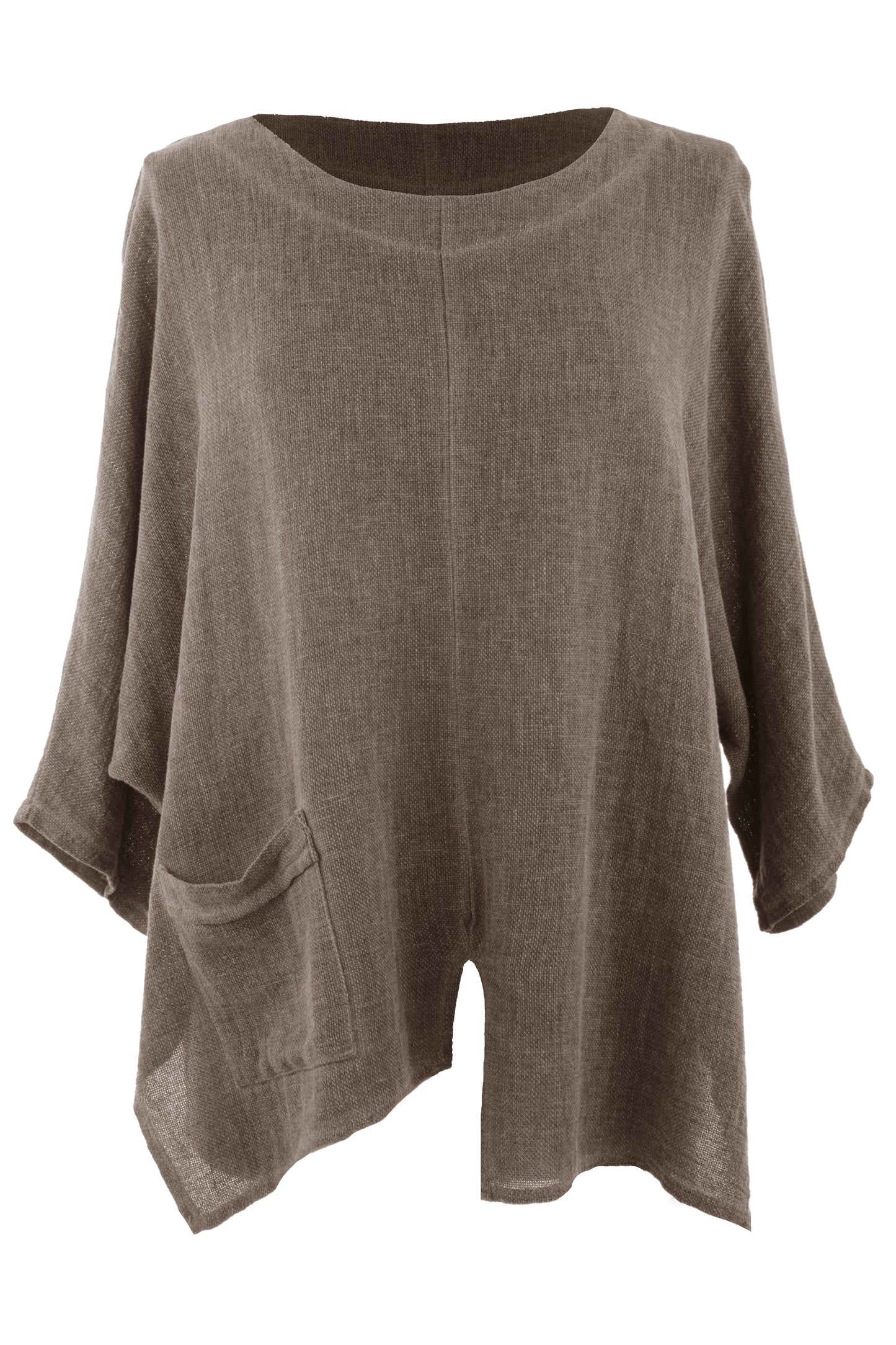 V Cutout Hem Linen Teabag Top