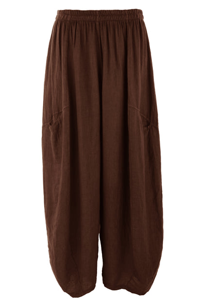 2 Slit Pocket Barrel Leg Linen Trouser