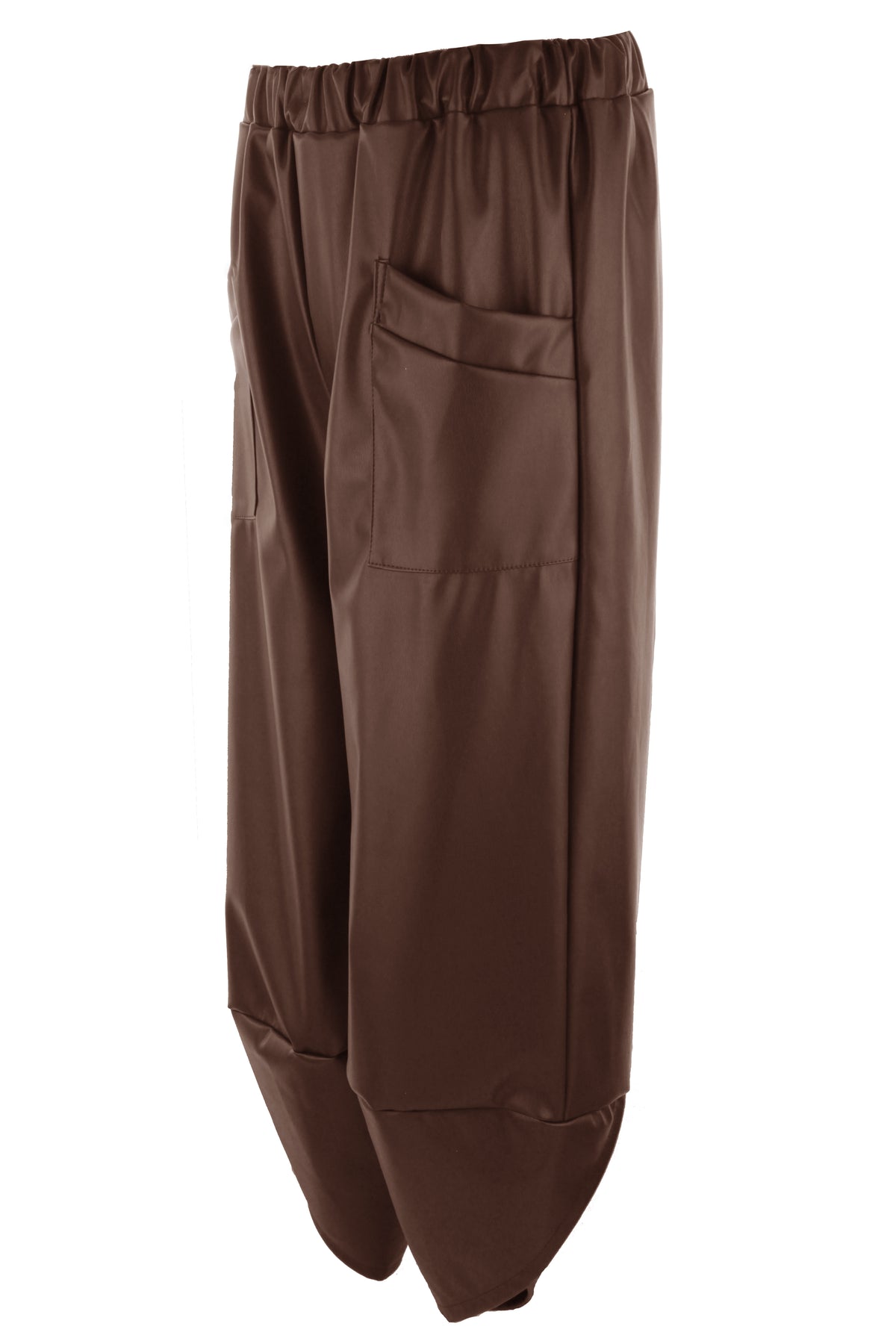 2 Pocket Tulip Ankle Barrel Leg PU Trouser