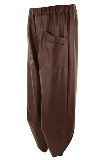 2 Pocket Tulip Ankle Barrel Leg PU Trouser