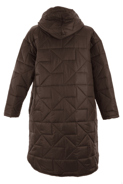 Leopard Print Tie Hooded Quilted Coat