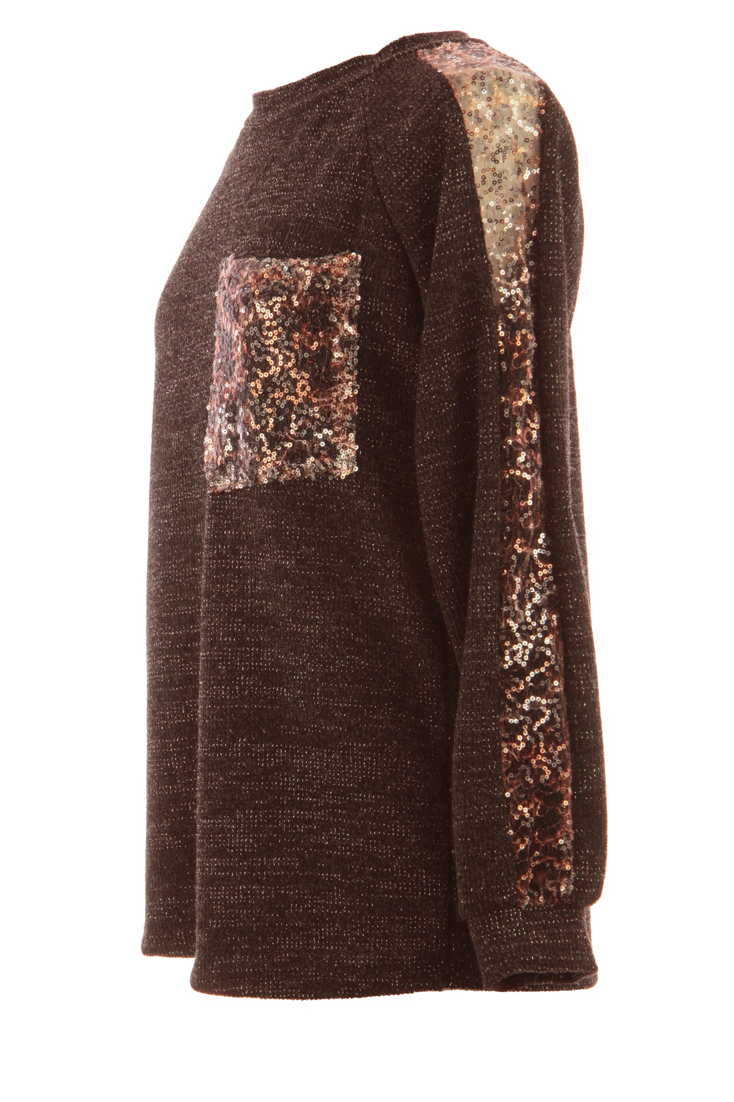 Leopard Sequin Trim Lurex Knit Jumper