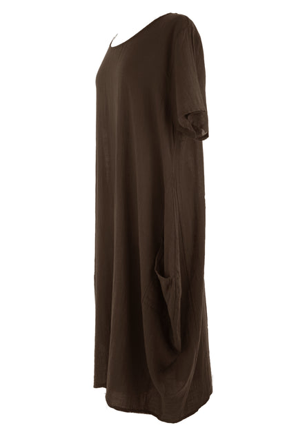 2 Pocket Cotton Tulip Midi Dress