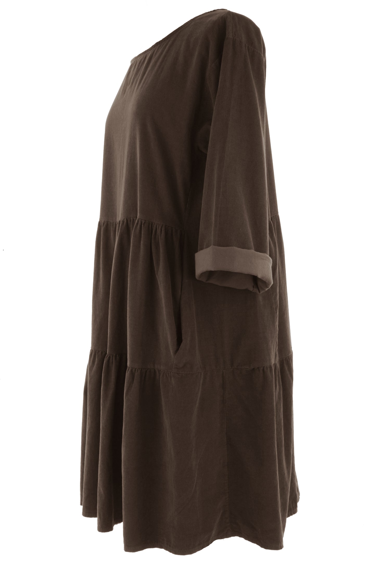 Tiered Swing Corduroy Dress