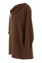 Load image into Gallery viewer, Satin Lined Cowl Neck Hooded Sweatshirt
