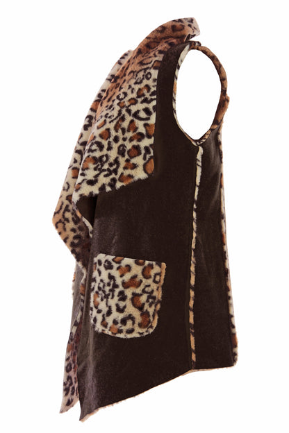 Faux Suede Leopard Gilet