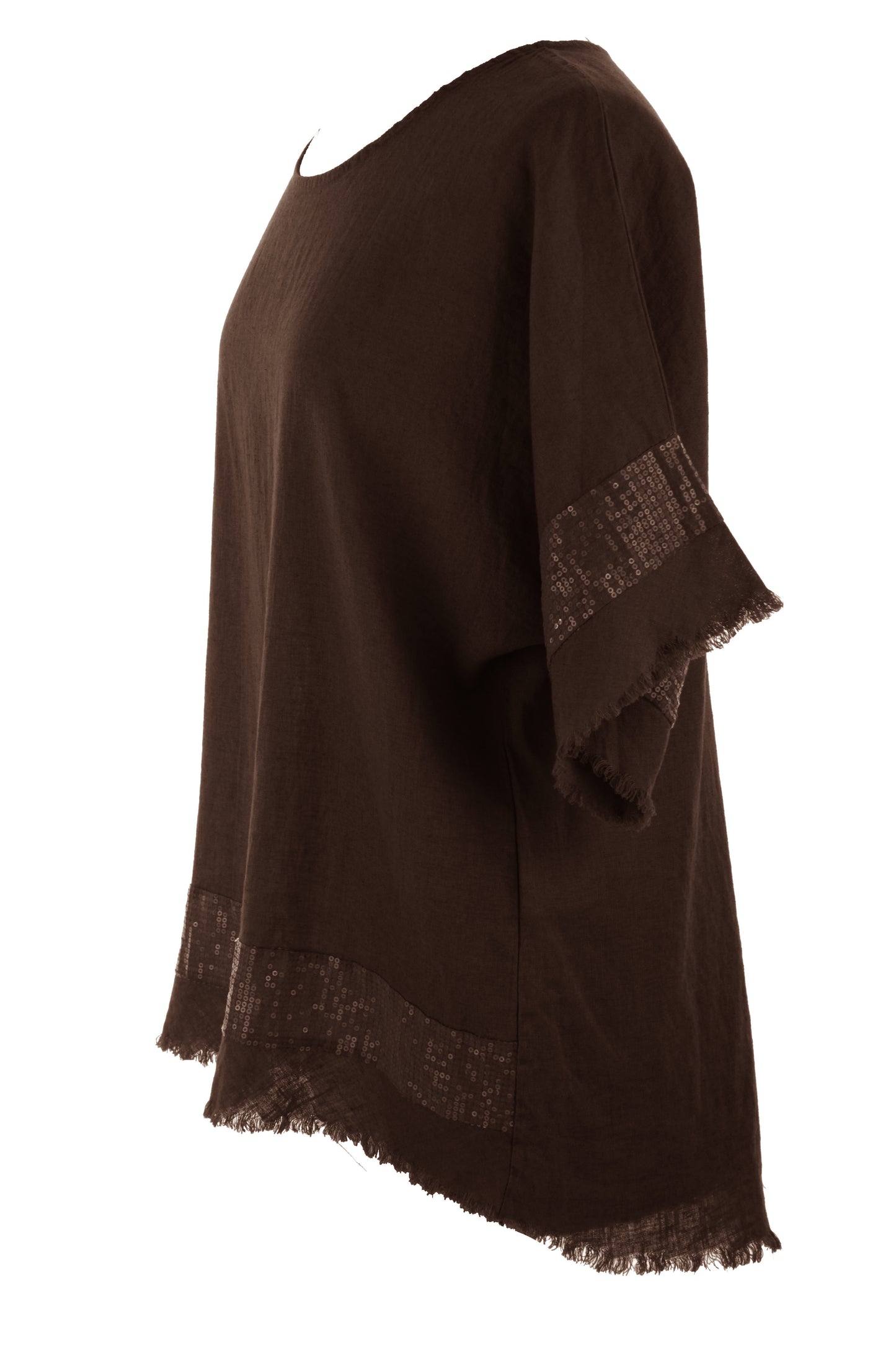 Sequin Trim Linen Top