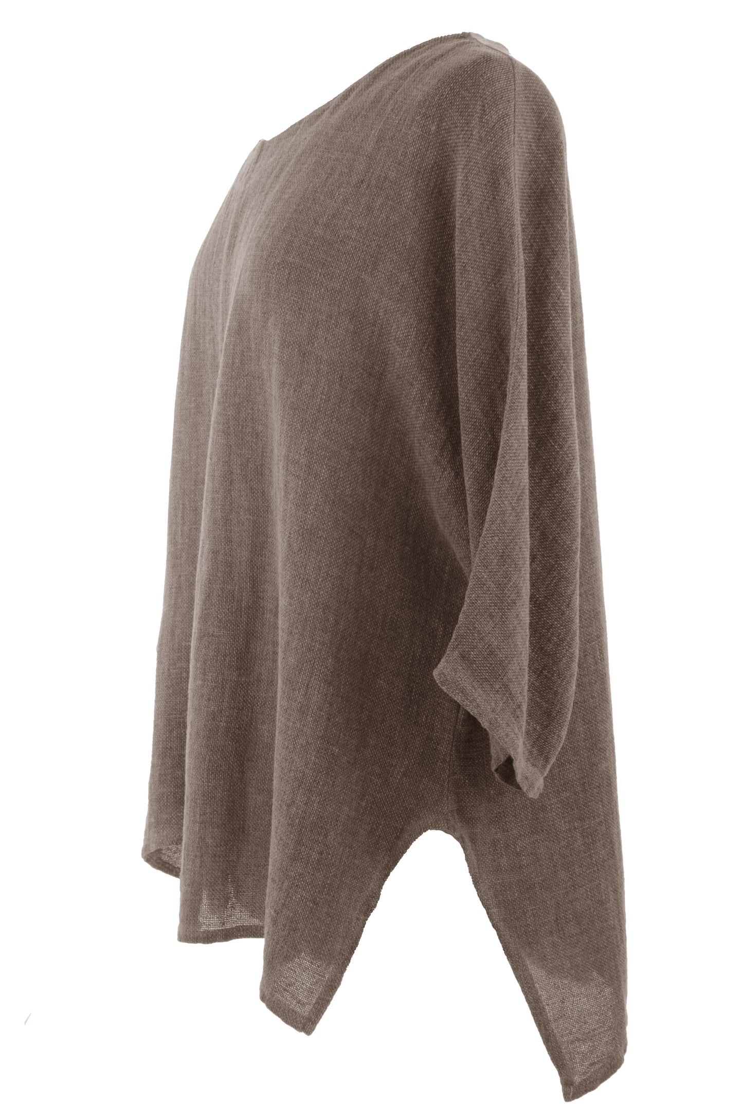 V Cutout Hem Linen Teabag Top