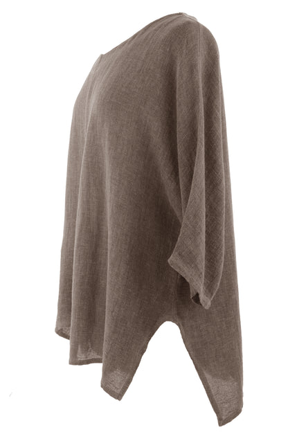 V Cutout Hem Linen Teabag Top