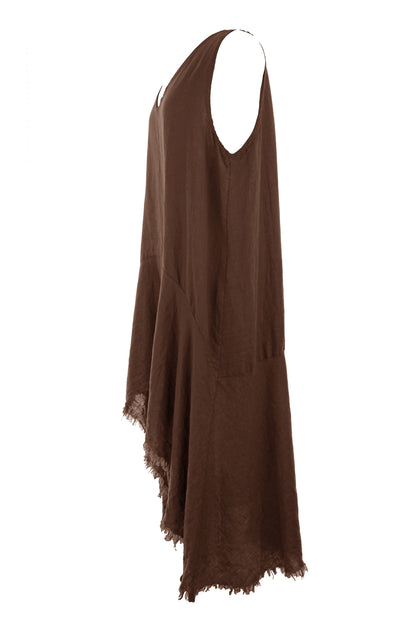 Sleeveless High Low Linen Tunic
