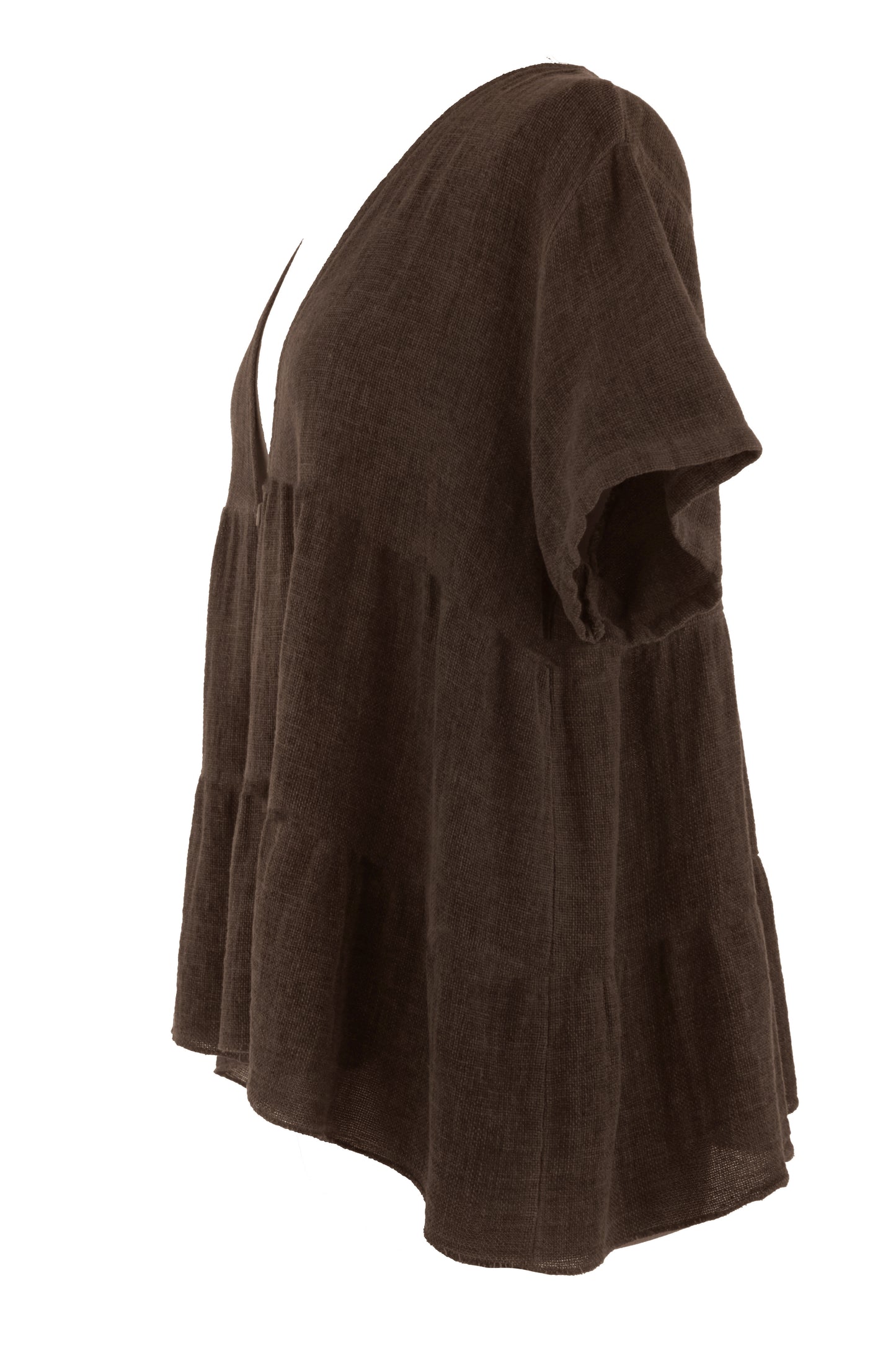 Button Tiered Linen Top