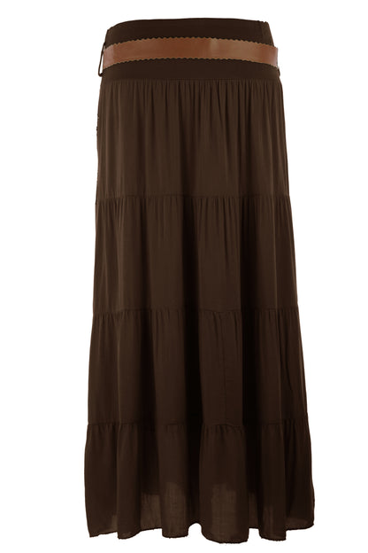 Crochet Tiered Belt Midi Skirt