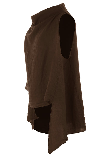 Sleeveless Cowl Neck Linen Top