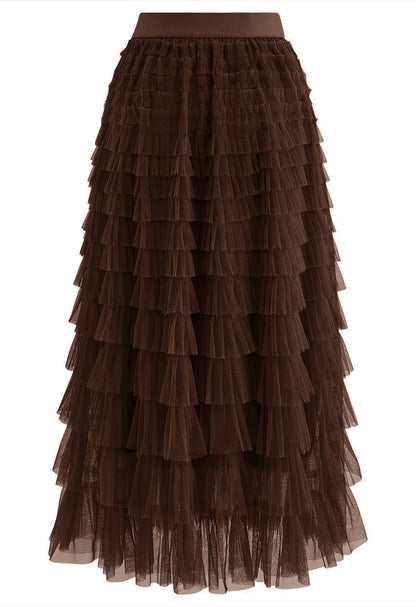 Rara Pleated Tulle Midi Skirt