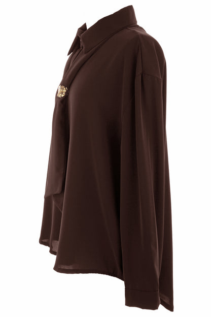 3 Piece Broach Scarf Shirt