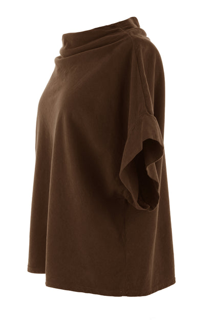 Slash Cowl Neck Corduroy Top