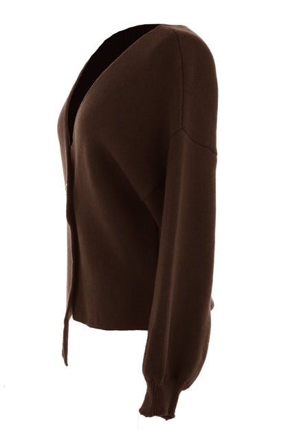 V Neck One Button Knit Cardigan
