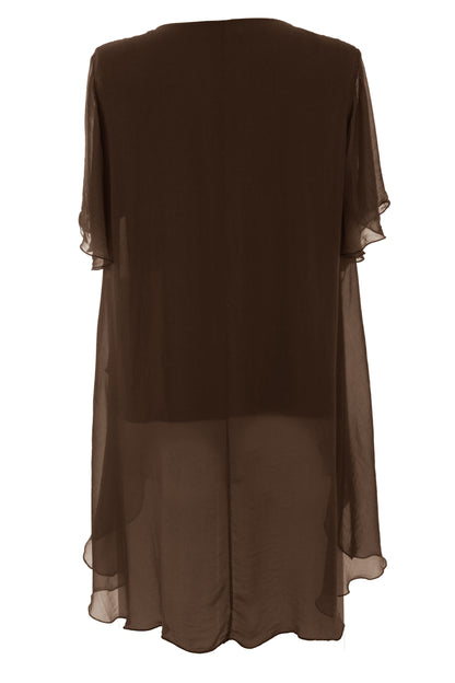 V Neck Crossover Hem Silk Blouse