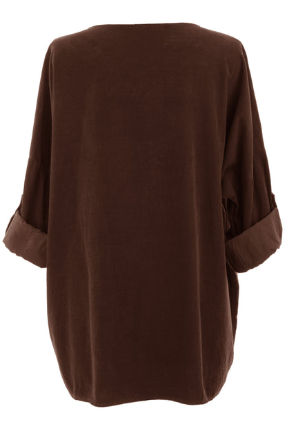 Button Detail 2 Pocket Corduroy Top