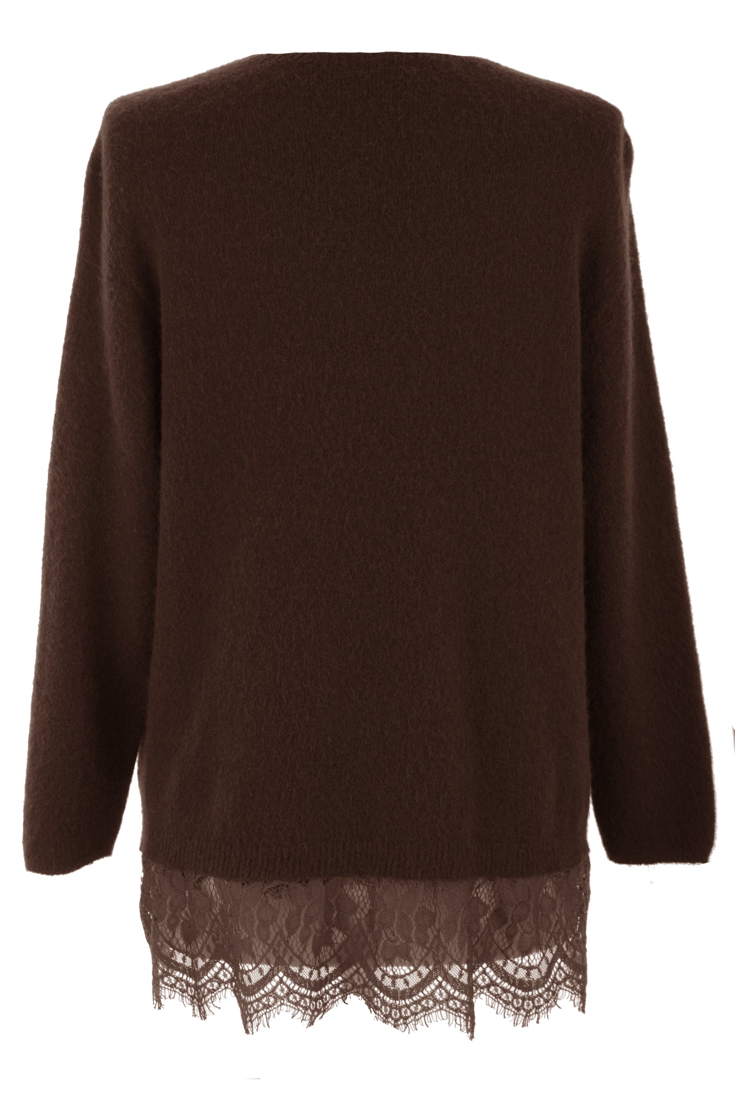 V Neck Lace Hem Wool Jumper
