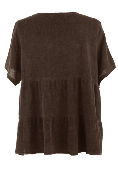 Button Tiered Linen Top