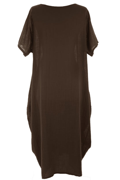 2 Pocket Cotton Tulip Midi Dress