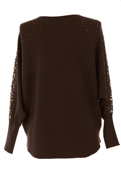 Pearl Diamante Sleeve Jumper