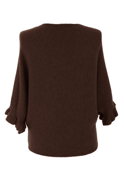 Frill Batwing Soft Knit Wool Jumper