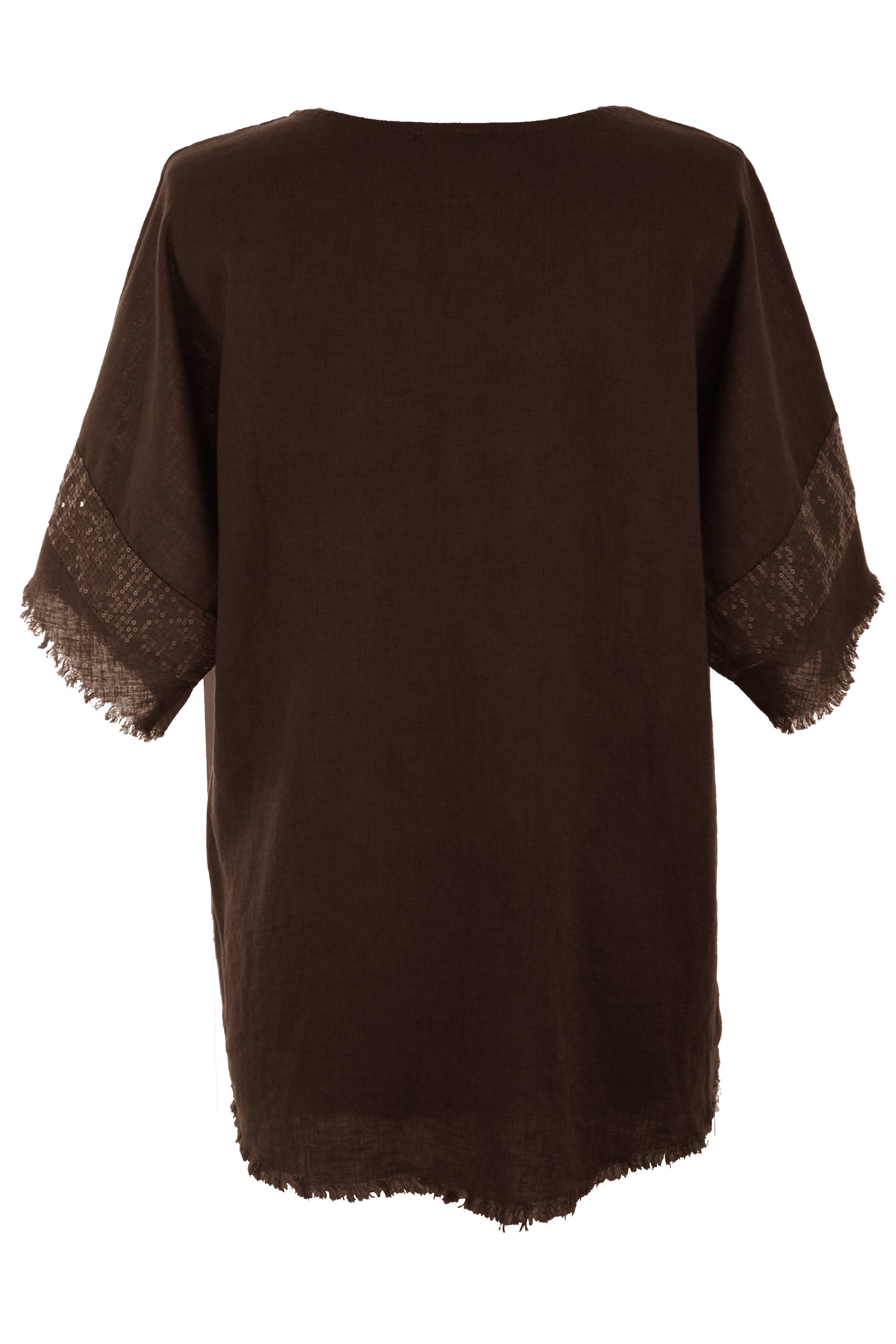 Sequin Trim Linen Top