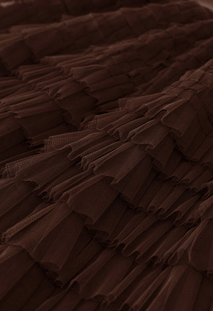 Rara Pleated Tulle Midi Skirt