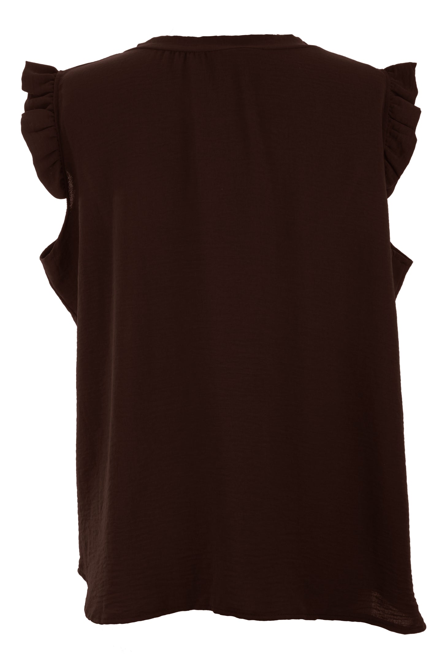 Sleeveless Frill Trim Necklace Top
