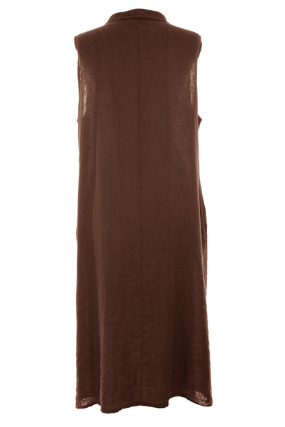 Sleeveless Collar Neck Linen Dress